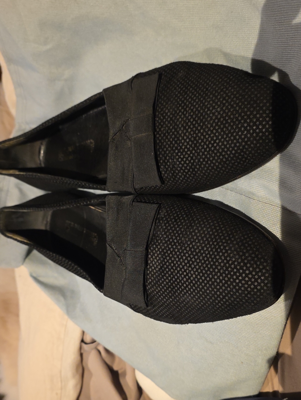 Vintage R Martegani Black Suede Slip-On Loafers With Bow-tie Accent